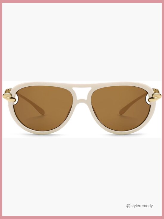 Knot Detail Aviator Sunglasses with UV400 Protection main image 4